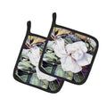 Flower - Magnolia Pot Holder Set of 2 Heat Resistant Quilted Hot Pads 7.5 x 7.5 Inch, Insulated Kitchen Trivets for Cooking & Baking