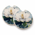 Flower - Magnolia Set of 2 Cup Holder Car Coasters Absorbent Round Sandstone Coasters Gifts for Men or Women, 2.5, Multicolor