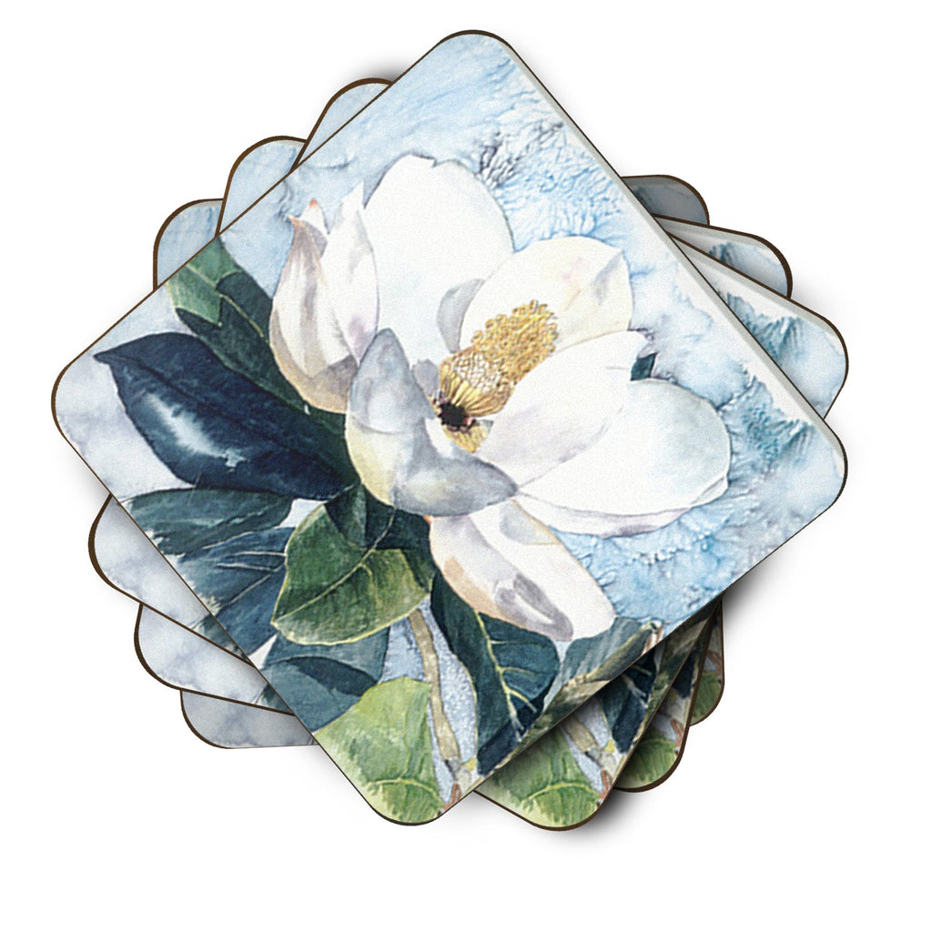 Flower - Magnolia Foam Coasters Set of 4 Cup Coasters for Indoor Outdoor, Tabletop Protection, Anti Slip, Mouse pad Material