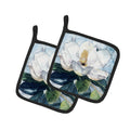 Flower - Magnolia Pot Holder Set of 2 Heat Resistant Quilted Hot Pads 7.5 x 7.5 Inch, Insulated Kitchen Trivets for Cooking & Baking