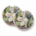 Flower - Magnolia Set of 2 Cup Holder Car Coasters Absorbent Round Sandstone Coasters Gifts for Men or Women, 2.5, Multicolor