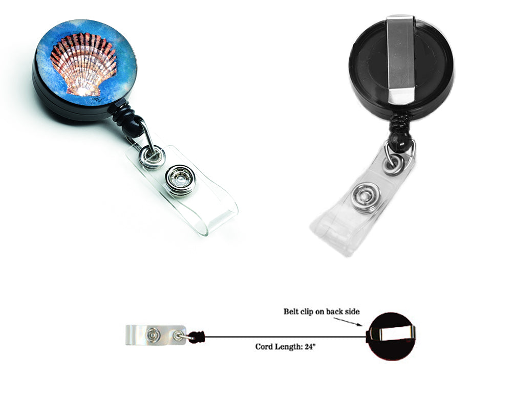 Scallop Sea Shell Retractable Badge Reel for Nurses ID Badge Holder with Clip Retractable Employee Badge Holder, Belt Clip
