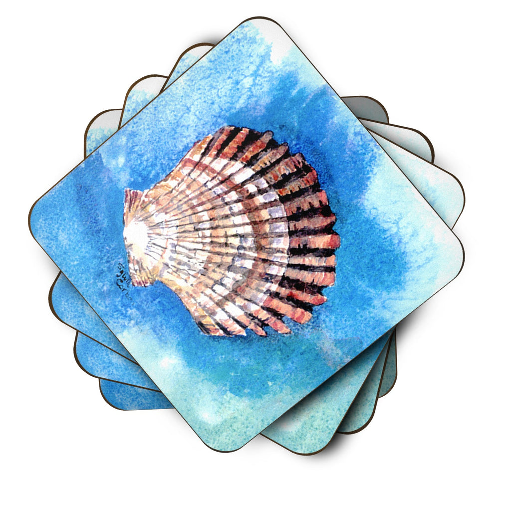 Scallop Sea Shell Foam Coasters Set of 4 Cup Coasters for Indoor Outdoor, Tabletop Protection, Anti Slip, Mouse pad Material