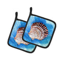 Scallop Sea Shell Pot Holder Set of 2 Heat Resistant Quilted Hot Pads 7.5 x 7.5 Inch, Insulated Kitchen Trivets for Cooking & Baking