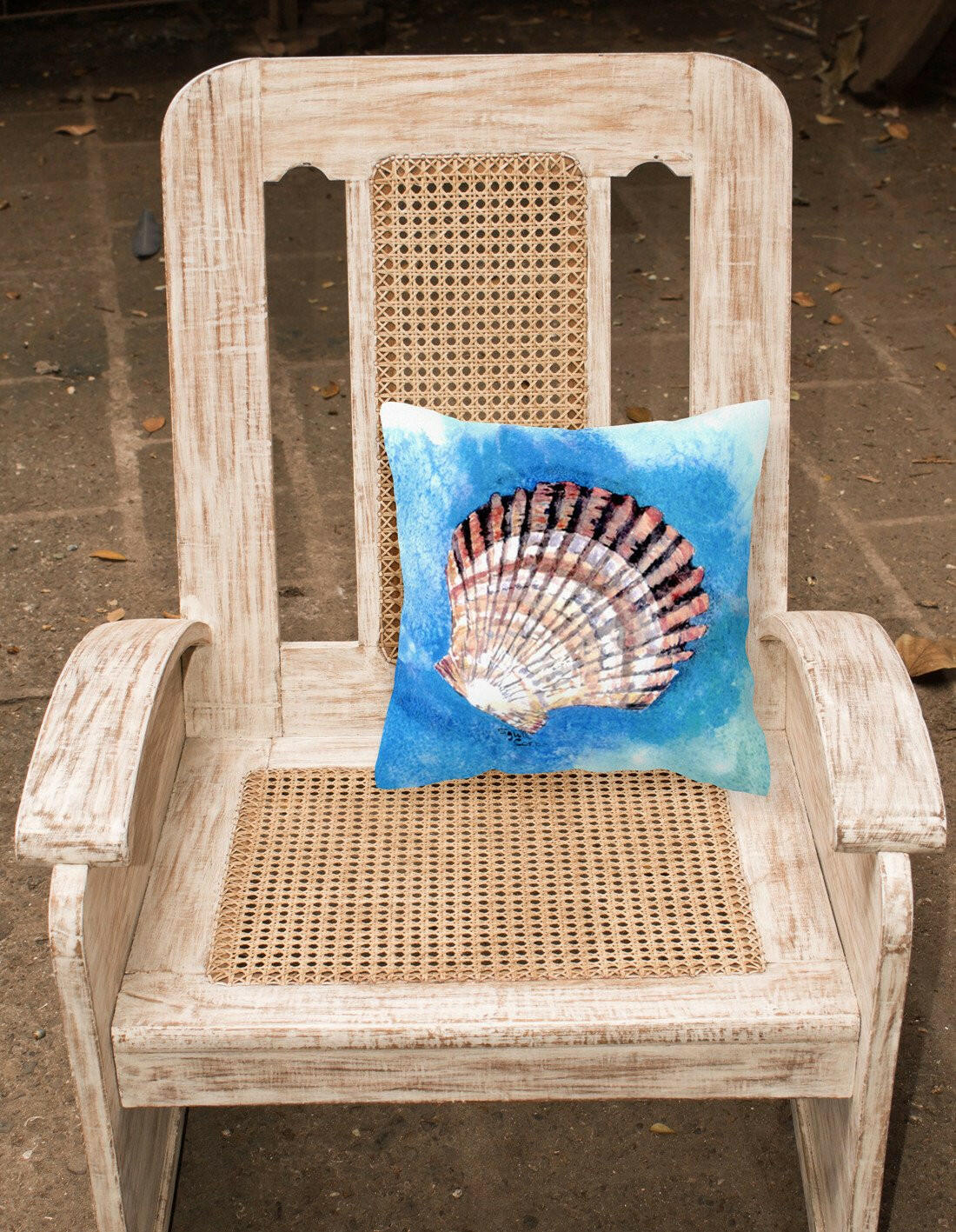 Scallop Sea Shell Decorative Throw Pillow 14x14 Indoor Outdoor Accent Cushion, Fabric Cover with Insert for Sofa, Bed, Porch & Living Room