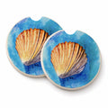 Shells Set of 2 Cup Holder Car Coasters Absorbent Round Sandstone Coasters Gifts for Men or Women, 2.5, Multicolor