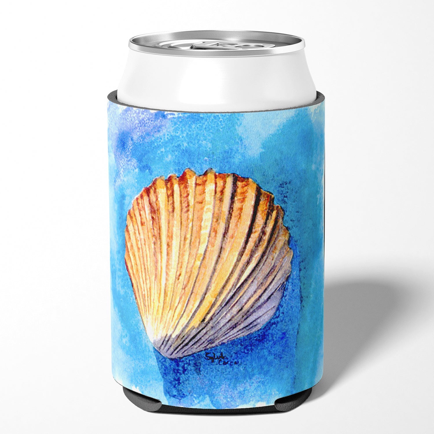 Shells Can or Bottle Hugger Cooler Sleeve for Standard 12 oz Cans, Insulated Foam Beer & Soda Can Hugger Reusable