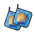 Shells Pot Holder Set of 2 Heat Resistant Quilted Hot Pads 7.5 x 7.5 Inch, Insulated Kitchen Trivets for Cooking & Baking