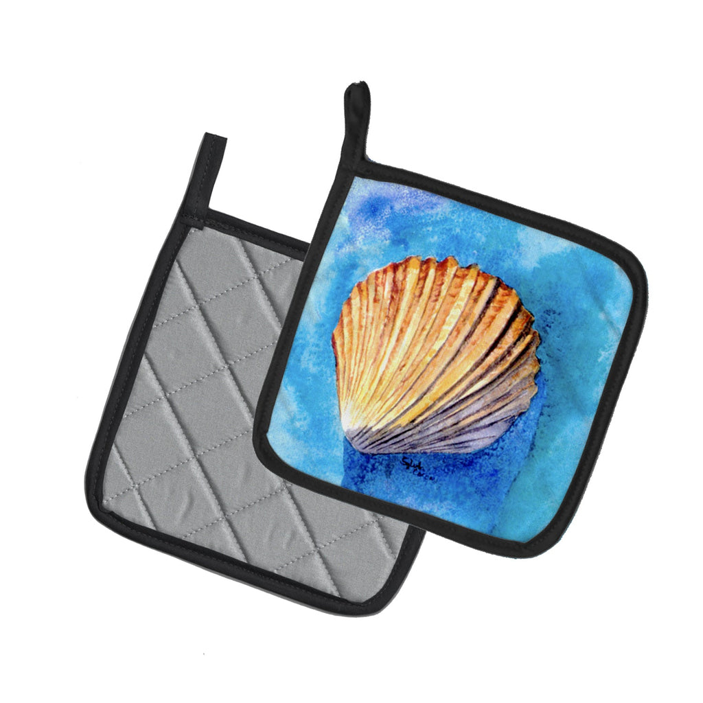 Shells Pot Holder Set of 2 Heat Resistant Quilted Hot Pads 7.5 x 7.5 Inch, Insulated Kitchen Trivets for Cooking & Baking