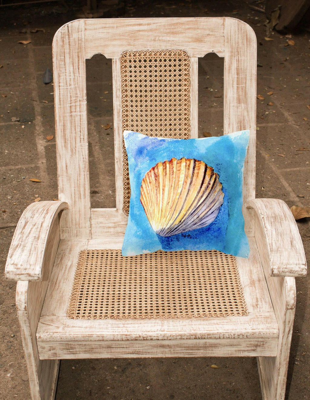 Shells Decorative Throw Pillow 14x14 Indoor Outdoor Accent Cushion, Fabric Cover with Insert for Sofa, Bed, Porch & Living Room