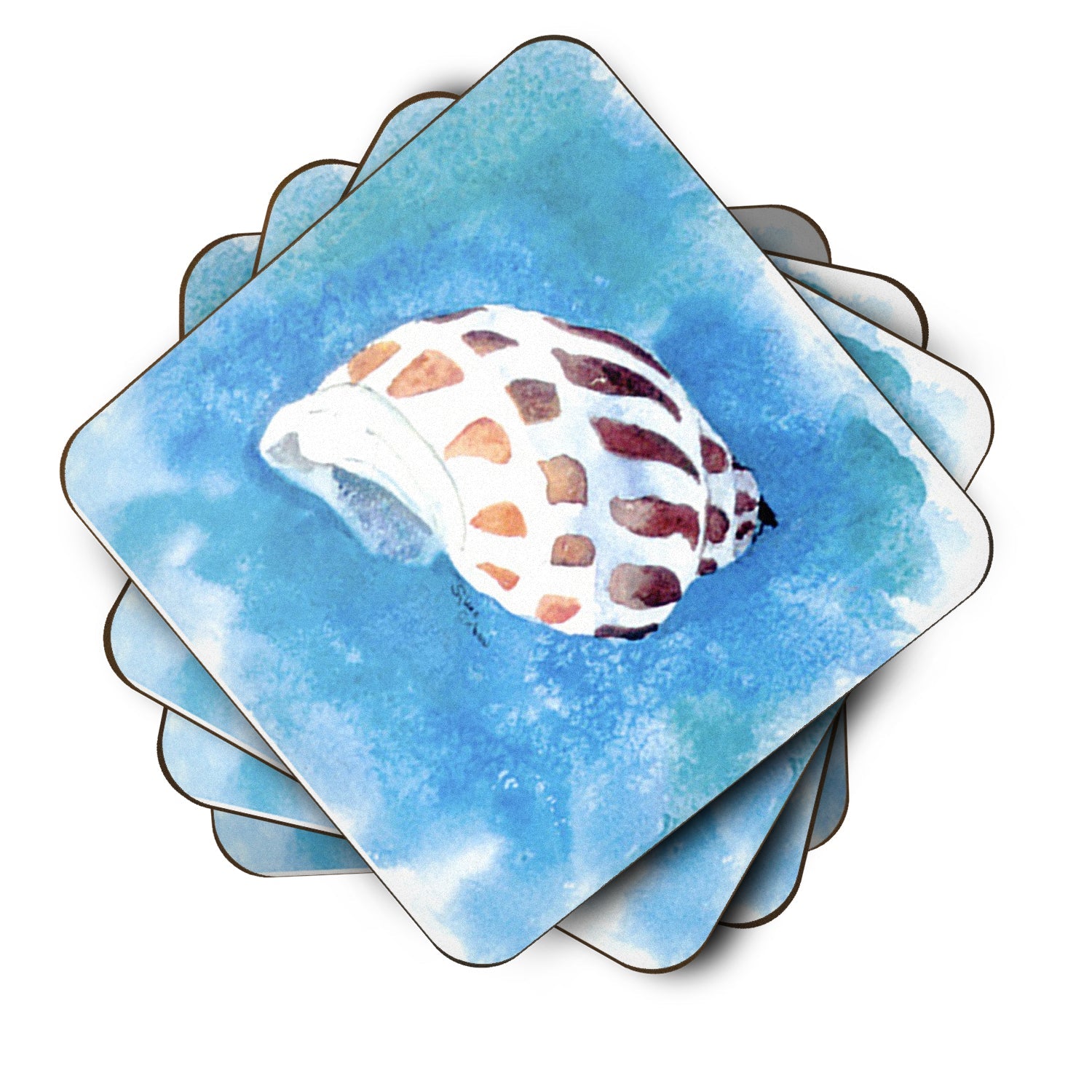 Shells Foam Coasters Set of 4 Cup Coasters for Indoor Outdoor, Tabletop Protection, Anti Slip, Mouse pad Material