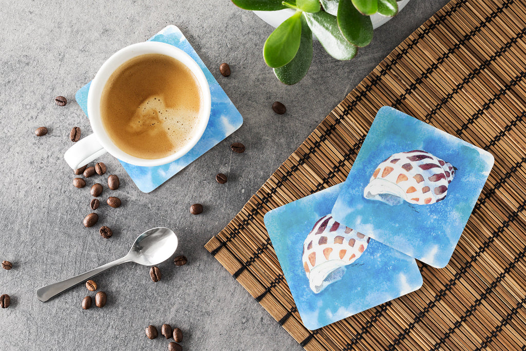 Shells Foam Coasters Set of 4 Cup Coasters for Indoor Outdoor, Tabletop Protection, Anti Slip, Mouse pad Material
