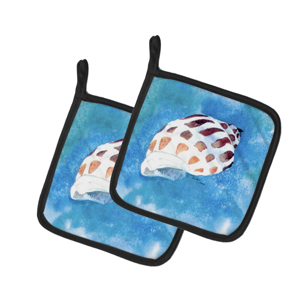 Shells Pot Holder Set of 2 Heat Resistant Quilted Hot Pads 7.5 x 7.5 Inch, Insulated Kitchen Trivets for Cooking & Baking