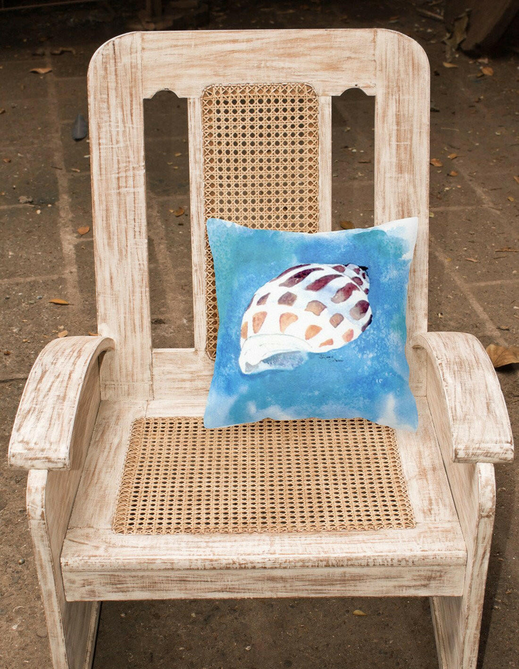 Shells Decorative Throw Pillow 14x14 Indoor Outdoor Accent Cushion, Fabric Cover with Insert for Sofa, Bed, Porch & Living Room