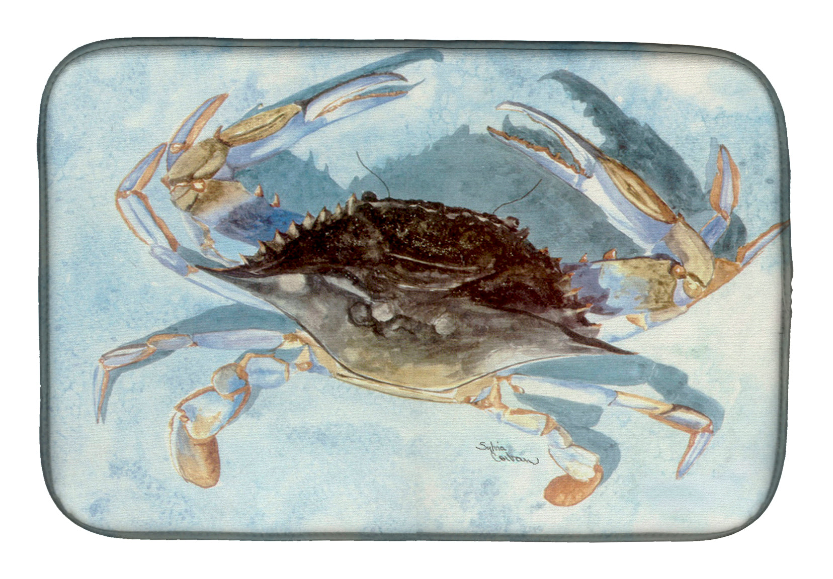 Blue Crab Dish Drying Mat Absorbent Dish Drying Mat Pad for Kitchen Counter Dish Drainer Mat for Countertop, 14 x 21", Multicolor