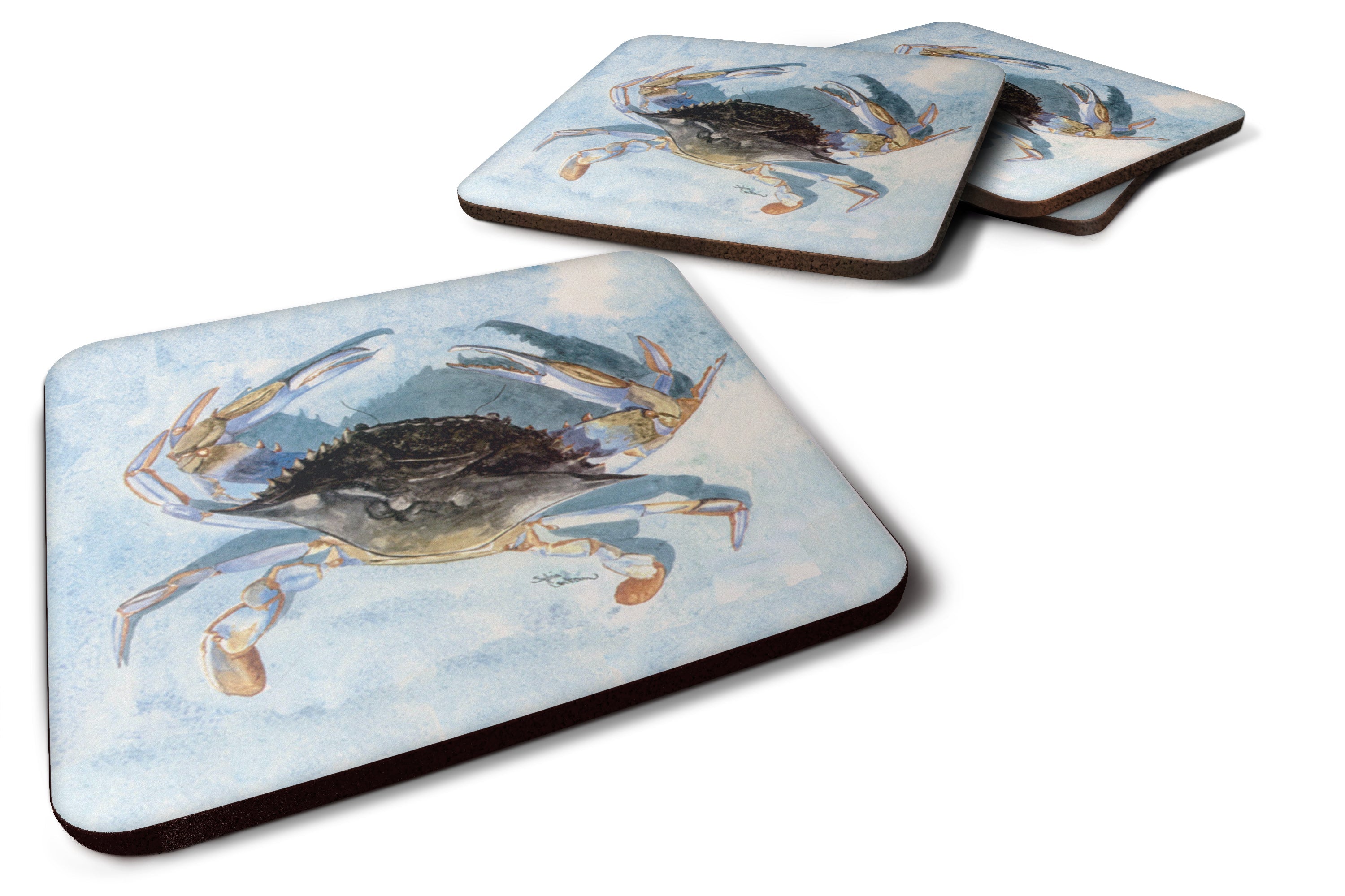 Blue Crab Foam Coasters Set of 4 Cup Coasters for Indoor Outdoor, Tabletop Protection, Anti Slip, Mouse pad Material