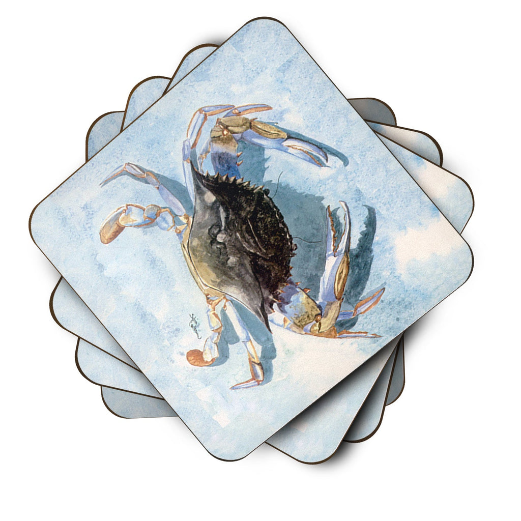 Blue Crab Foam Coasters Set of 4 Cup Coasters for Indoor Outdoor, Tabletop Protection, Anti Slip, Mouse pad Material