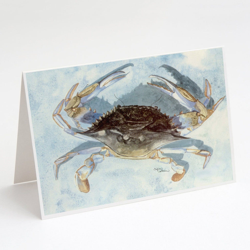 Blue Crab Greeting Cards Pack of 8 Blank Cards with Envelopes Whimsical A7 Size 5x7