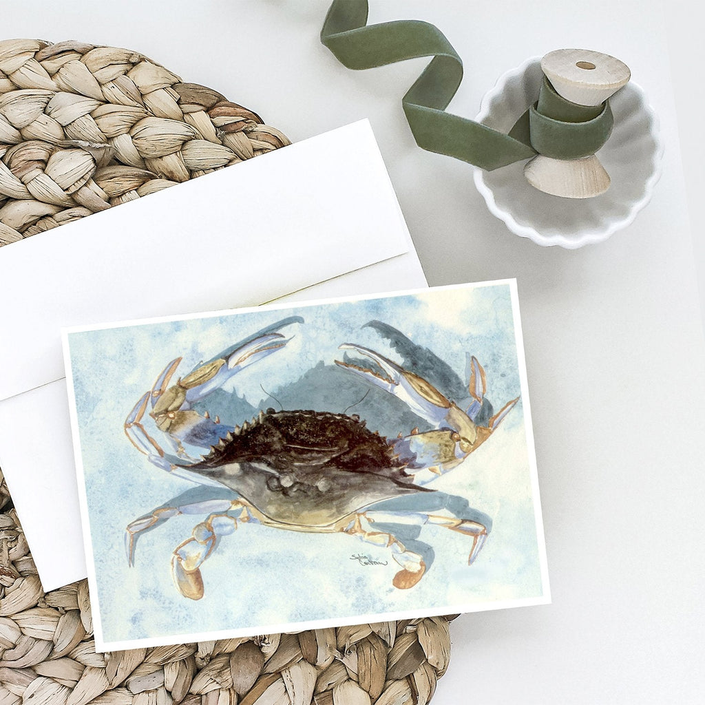 Blue Crab Greeting Cards Pack of 8 Blank Cards with Envelopes Whimsical A7 Size 5x7