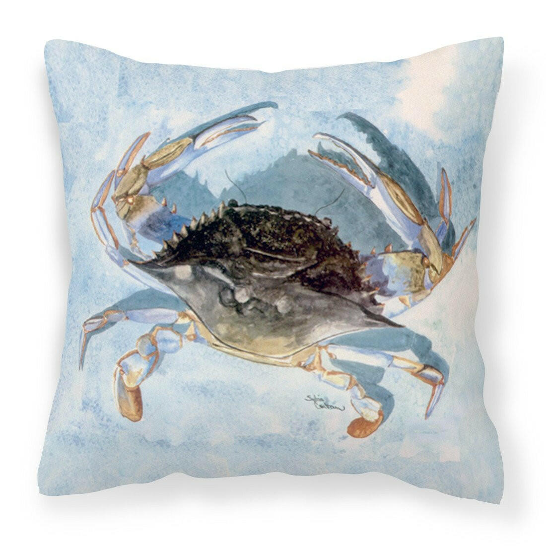 Blue Crab Decorative Throw Pillow 14x14 Indoor Outdoor Accent Cushion, Fabric Cover with Insert for Sofa, Bed, Porch & Living Room