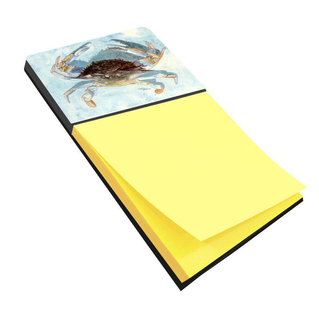 Blue Crab Watercolor Sticky Note Holder Refillable Dispenser Desk Accessory 3x3 Pad Gift