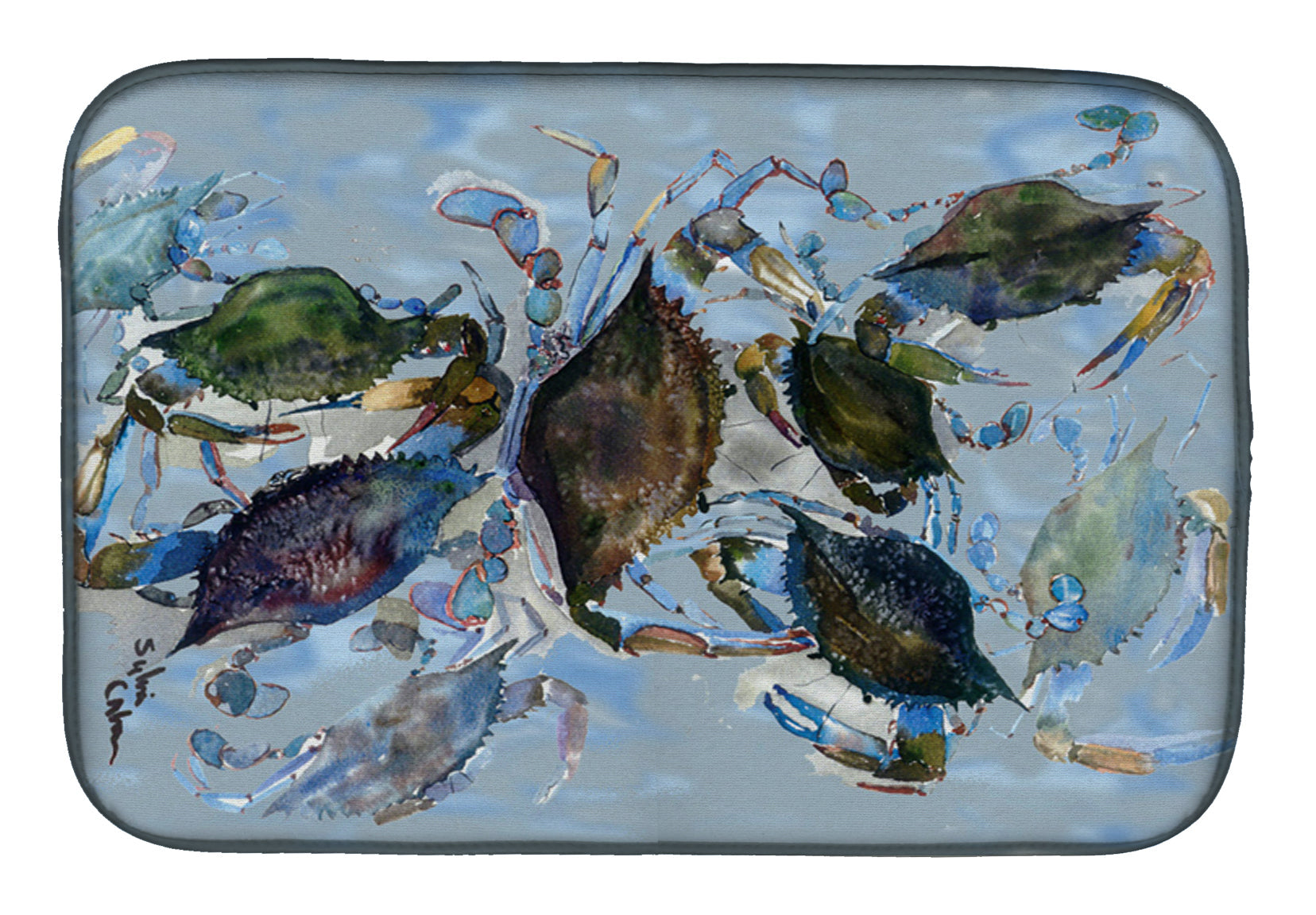Crab Dish Drying Mat Absorbent Dish Drying Mat Pad for Kitchen Counter Dish Drainer Mat for Countertop, 14 x 21", Multicolor
