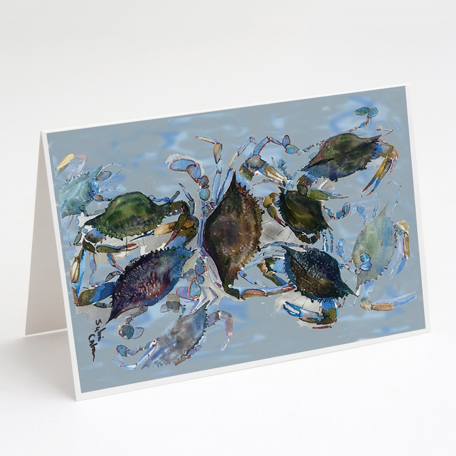 Crab Greeting Cards Pack of 8 Blank Cards with Envelopes Whimsical A7 Size 5x7