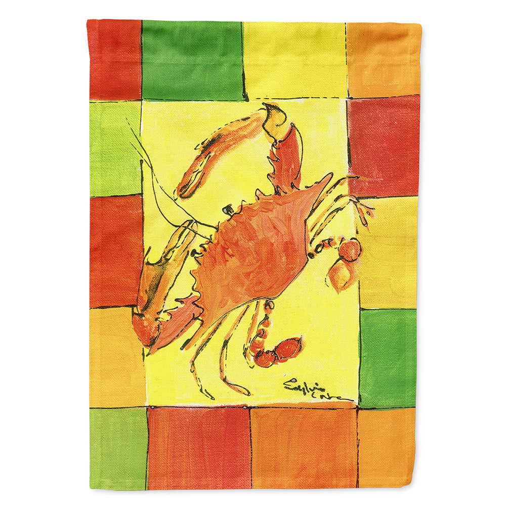Crab Bright Yellow Orange and Greeen House Flag 28x40 Porch Sleeve Pole Decorative Outside Yard Banner Artwork Wall Hanging, Polyester
