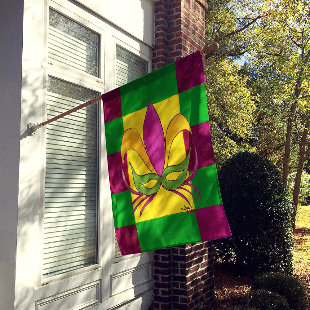 Mardi Gras Mask House Flag 28x40 Porch Sleeve Pole Decorative Outside Yard Banner Artwork Wall Hanging, Polyester