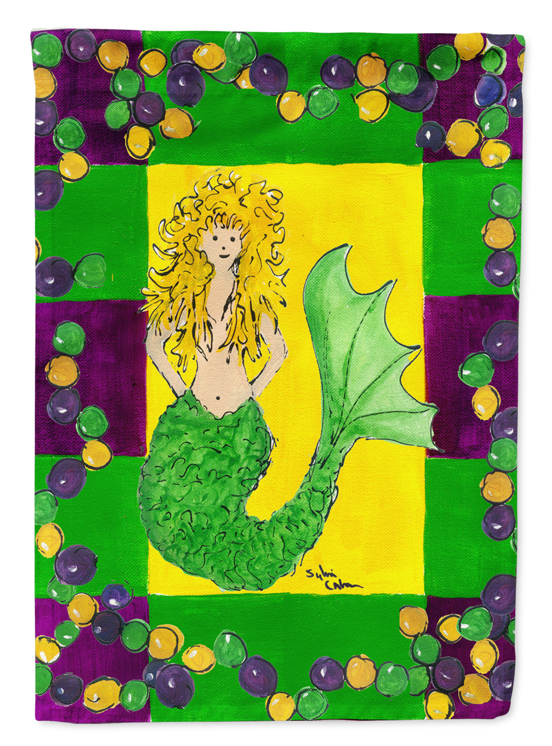 Mardi Gras Mermaid House Flag 28x40 Porch Sleeve Pole Decorative Outside Yard Banner Artwork Wall Hanging, Polyester