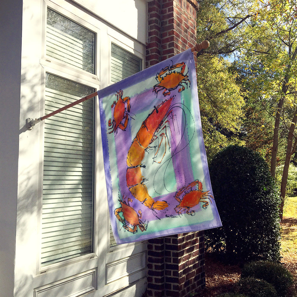 Shrimp and Crab House Flag 28x40 Porch Sleeve Pole Decorative Outside Yard Banner Artwork Wall Hanging, Polyester