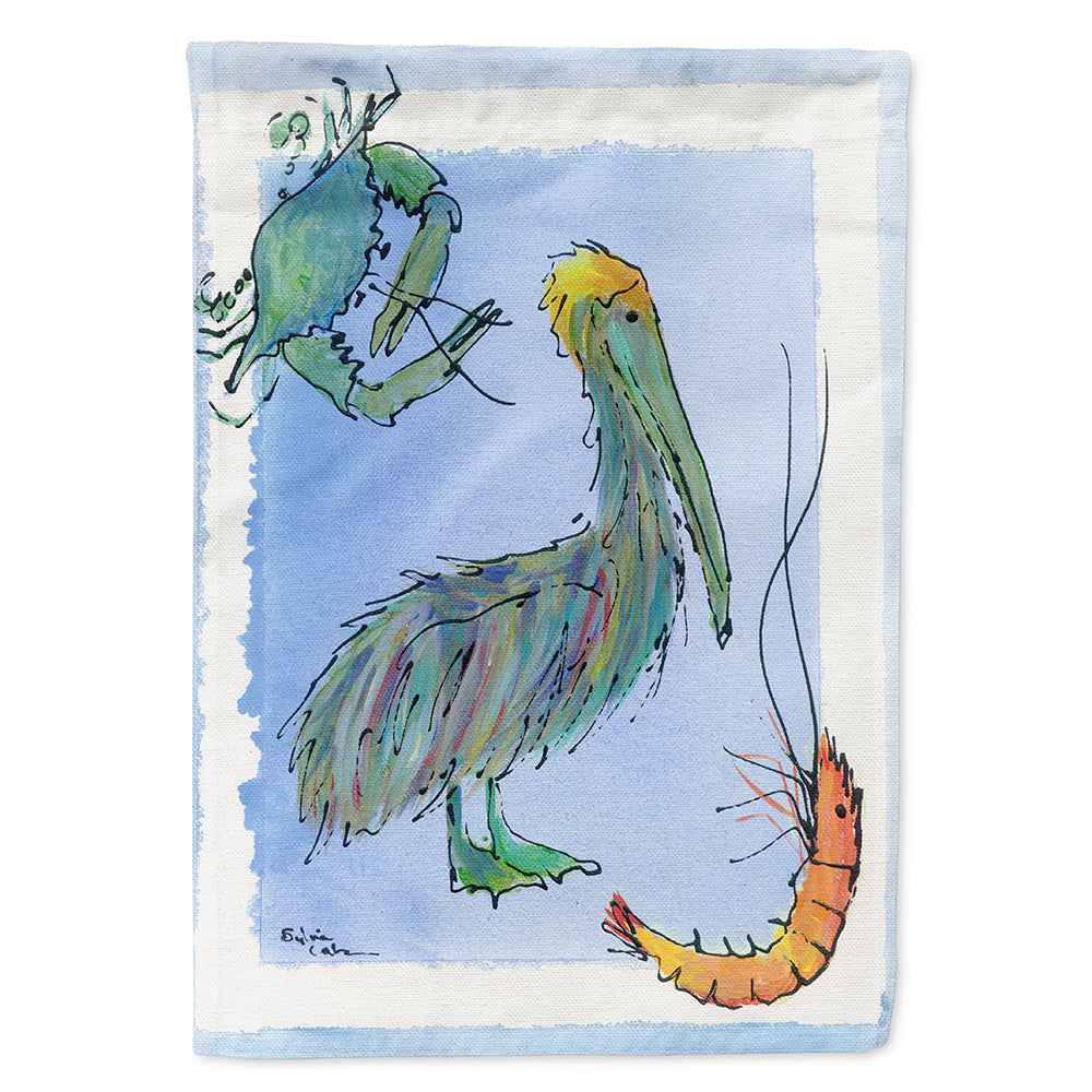 Pelican Shrimp and Crab House Flag 28x40 Porch Sleeve Pole Decorative Outside Yard Banner Artwork Wall Hanging, Polyester