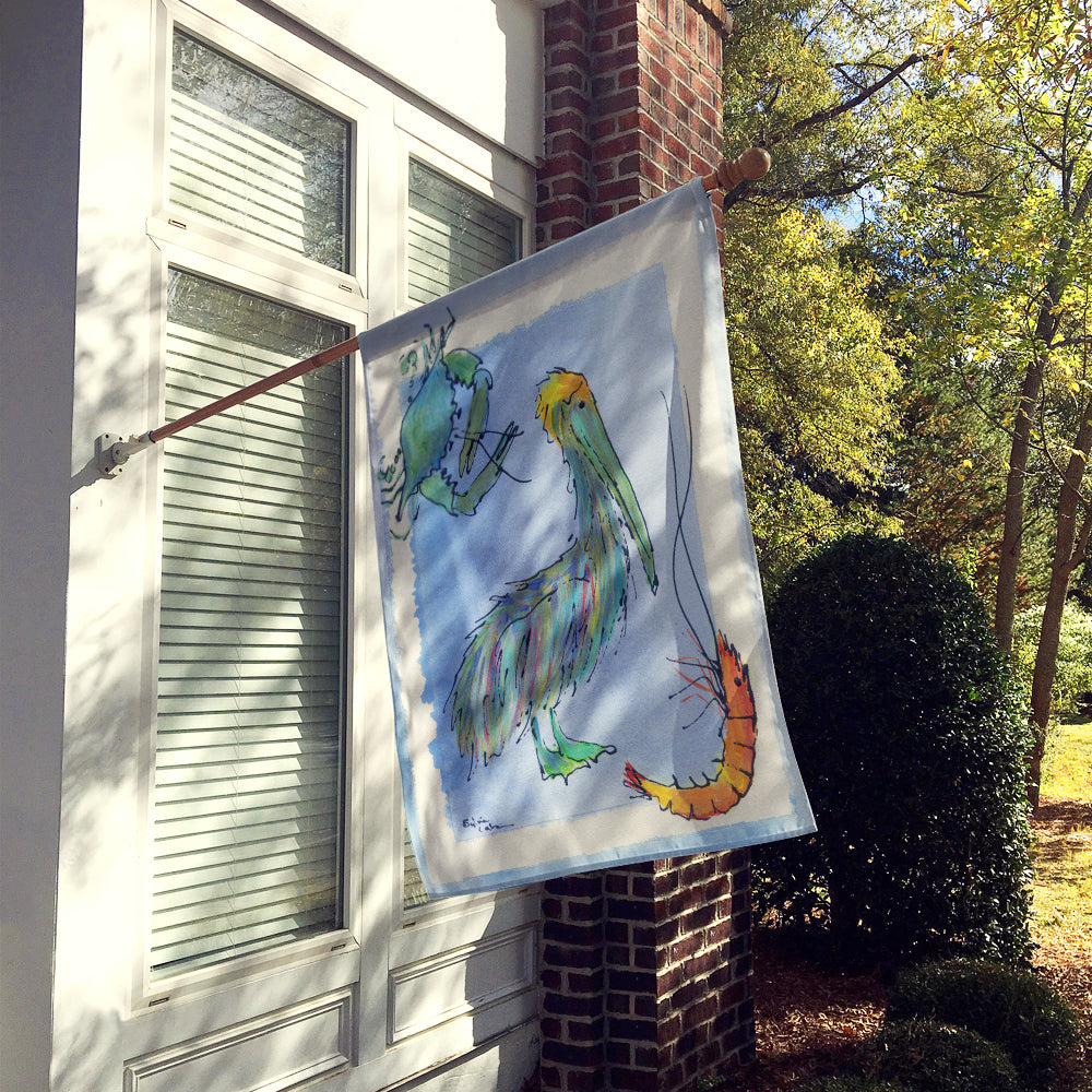 Pelican Shrimp and Crab House Flag 28x40 Porch Sleeve Pole Decorative Outside Yard Banner Artwork Wall Hanging, Polyester