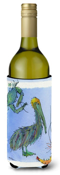 Pelican Shrimp and Crab Wine Bottle Hugger Gift Sleeve for Standard 750 ml Bottles, Insulated Reusable Also Fits Mini Shot & Pint Bottles