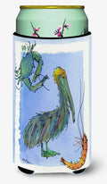 Pelican Shrimp and Crab Tall Boy Hugger Can Cooler Sleeve Machine Washable Drink Collapsible Insulator Beverage Insulated Holder