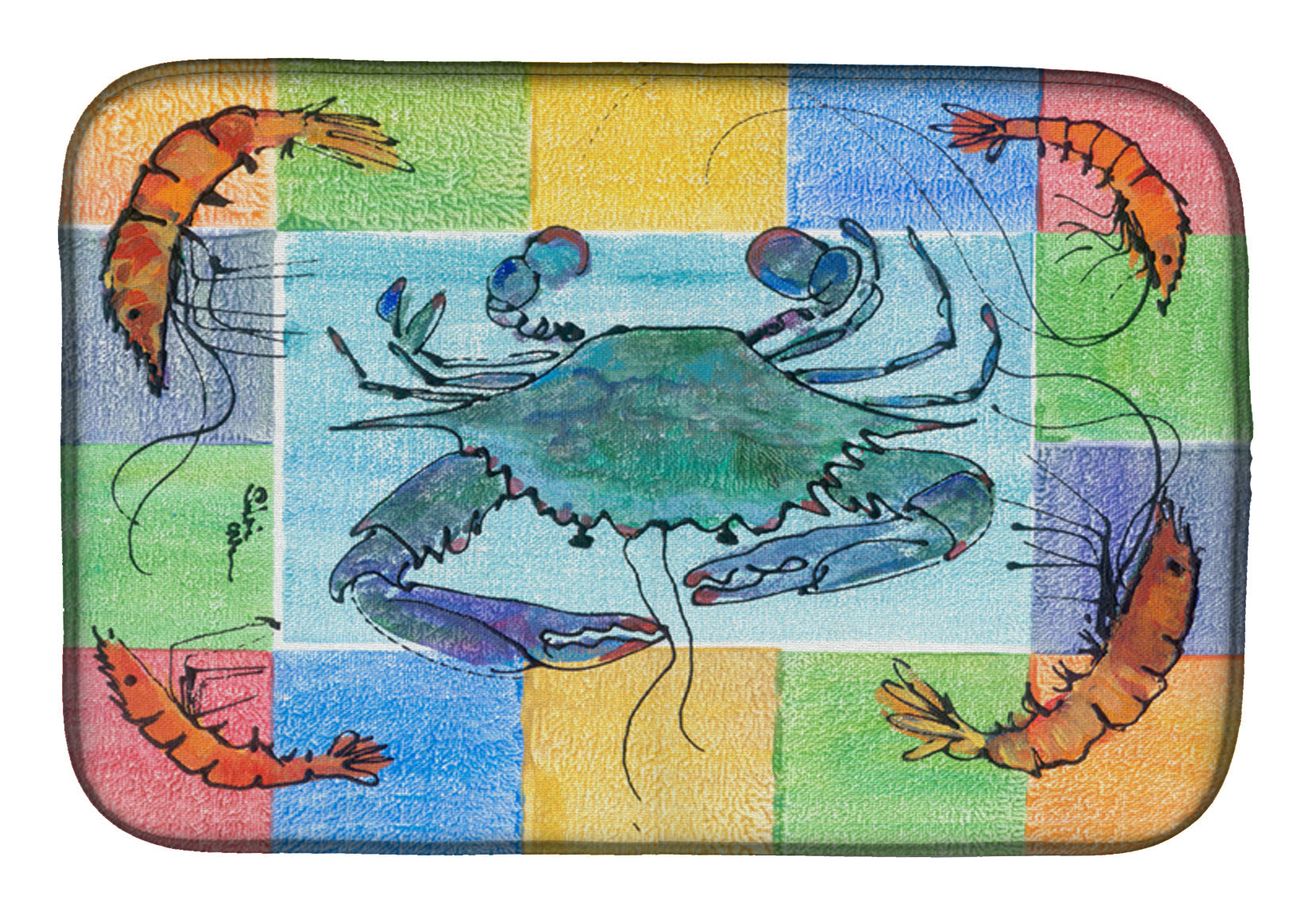 Crab Dish Drying Mat Absorbent Dish Drying Mat Pad for Kitchen Counter Dish Drainer Mat for Countertop, 14 x 21", Multicolor