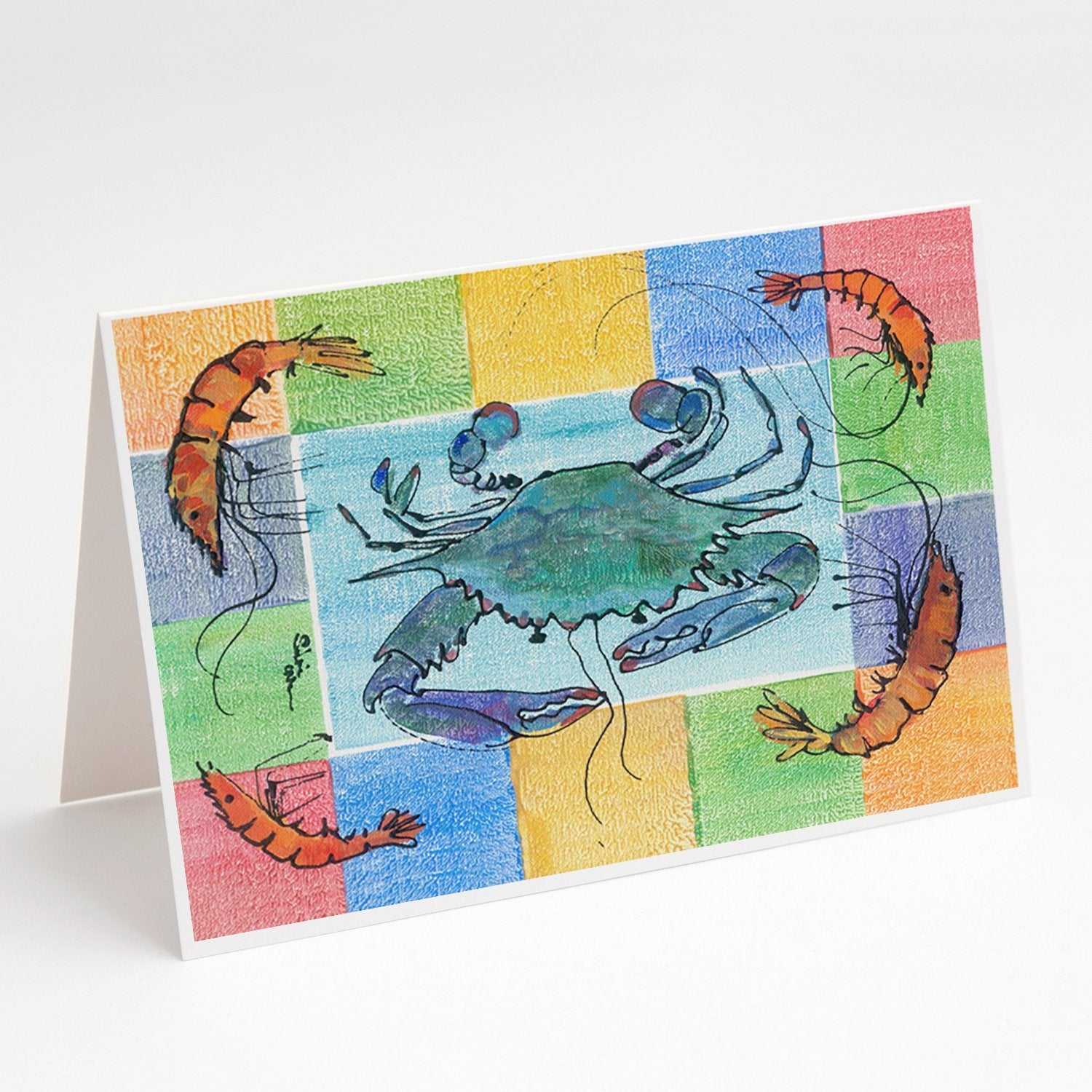 Crab Greeting Cards Pack of 8 Blank Cards with Envelopes Whimsical A7 Size 5x7