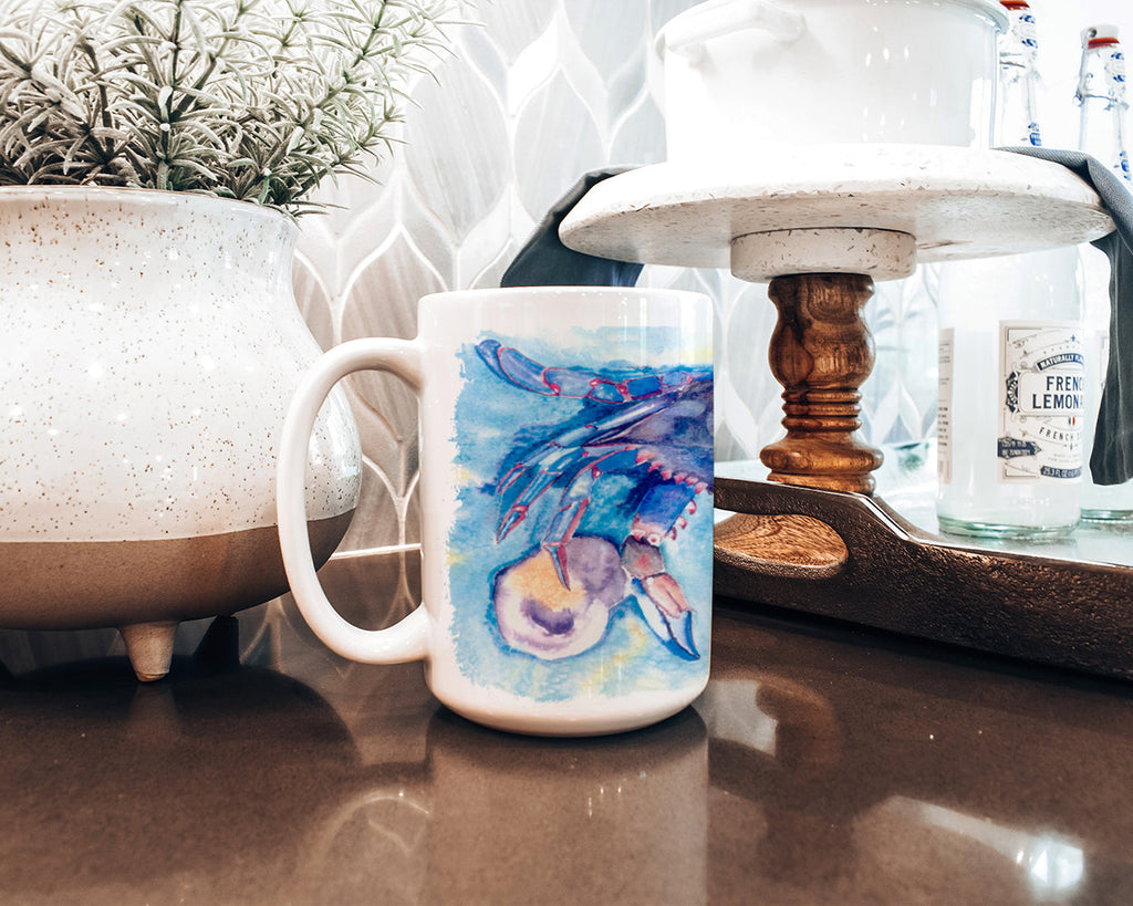 Crab   Ceramic Coffee Mug 15 oz Decorative Large C Handle Mug Cup for Tea, Cocoa Hot Chocolate