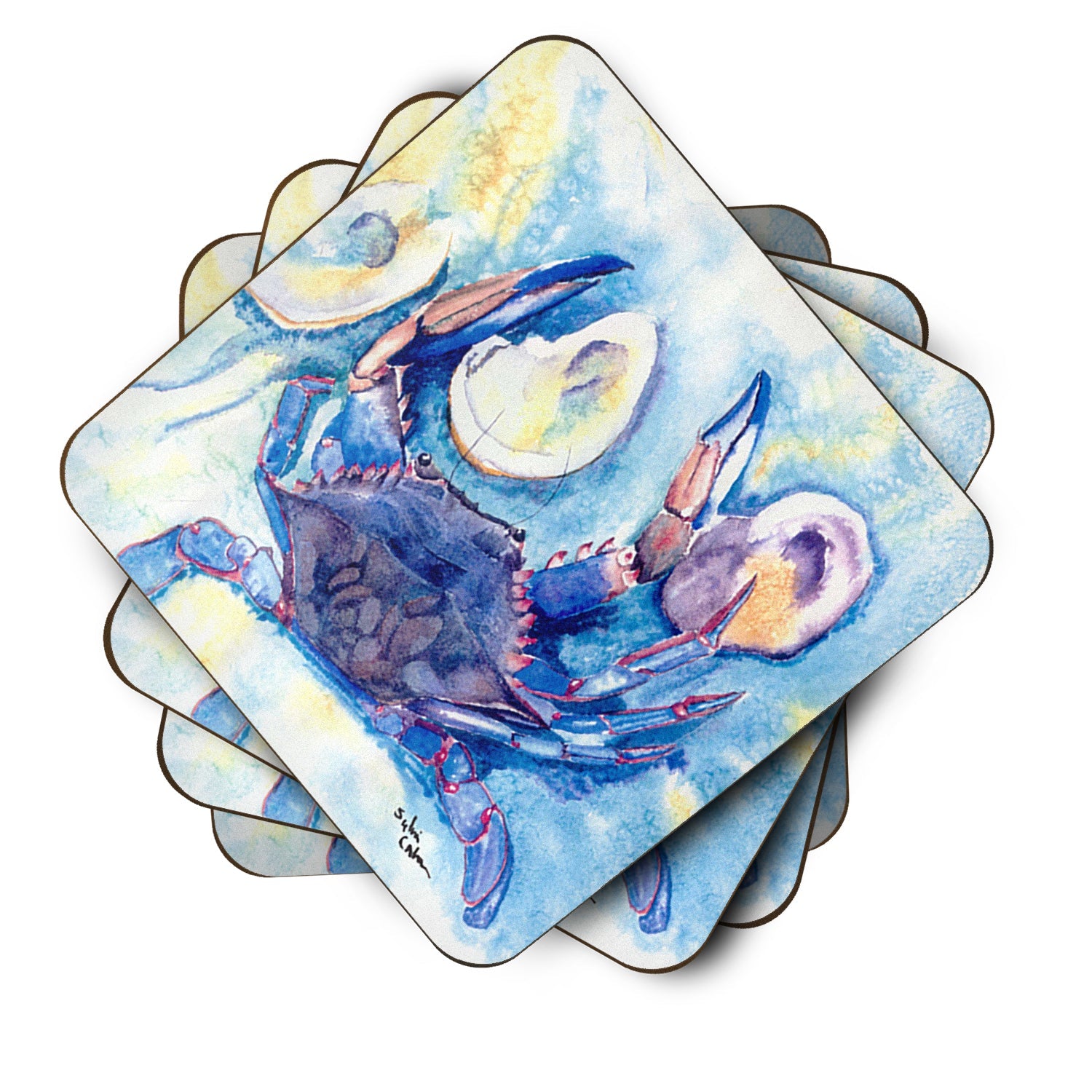 Crab   Foam Coasters Set of 4 Cup Coasters for Indoor Outdoor, Tabletop Protection, Anti Slip, Mouse pad Material