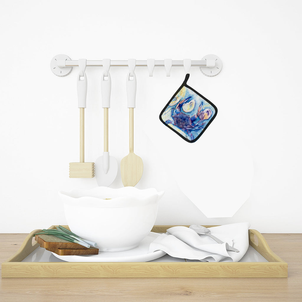 Crab   Pot Holder Set of 2 Heat Resistant Quilted Hot Pads 7.5 x 7.5 Inch, Insulated Kitchen Trivets for Cooking & Baking