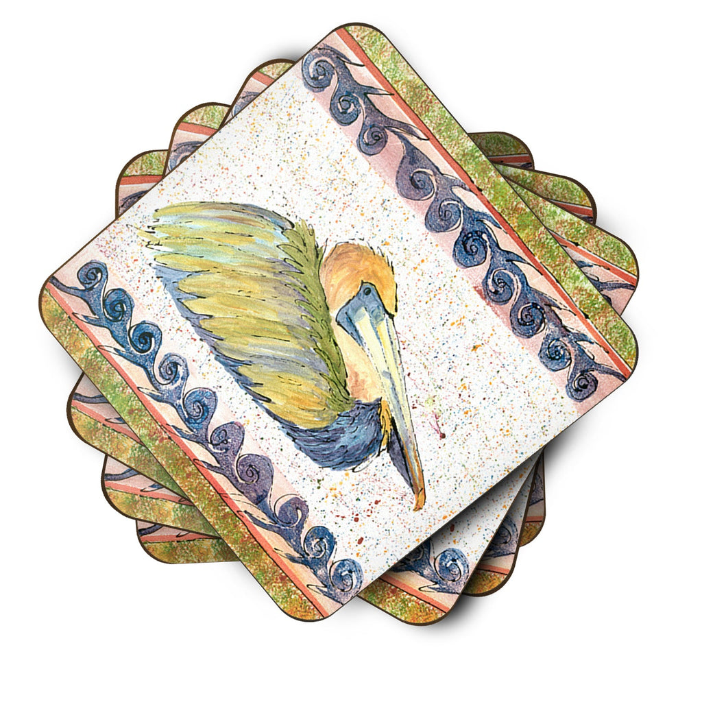 Bird - Pelican Foam Coasters Set of 4 Cup Coasters for Indoor Outdoor, Tabletop Protection, Anti Slip, Mouse pad Material