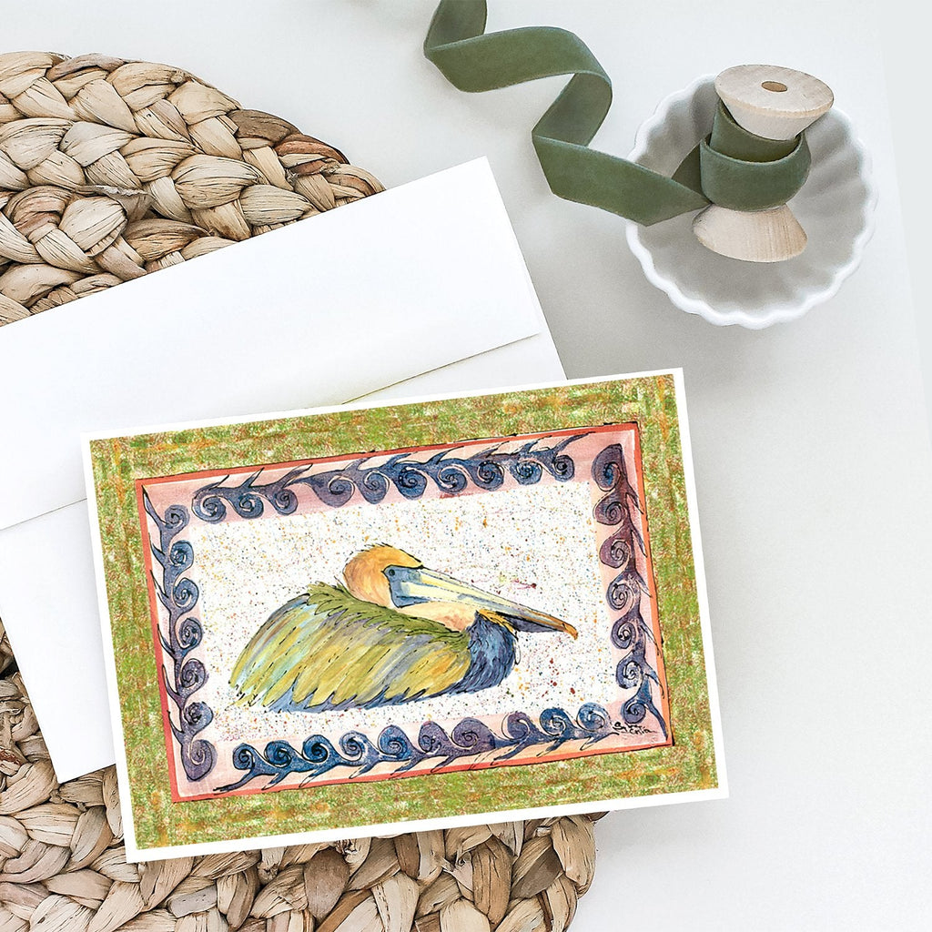 Bird - Pelican Greeting Cards Pack of 8 Blank Cards with Envelopes Whimsical A7 Size 5x7