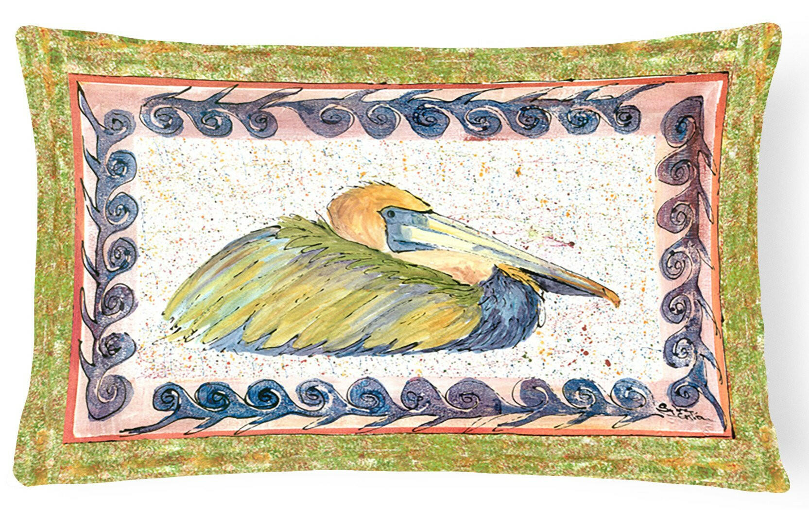 Bird - Pelican Decorative Throw Pillow 12x16 Indoor Outdoor Accent Cushion, Fabric Cover with Insert for Sofa, Bed, Porch & Living Room