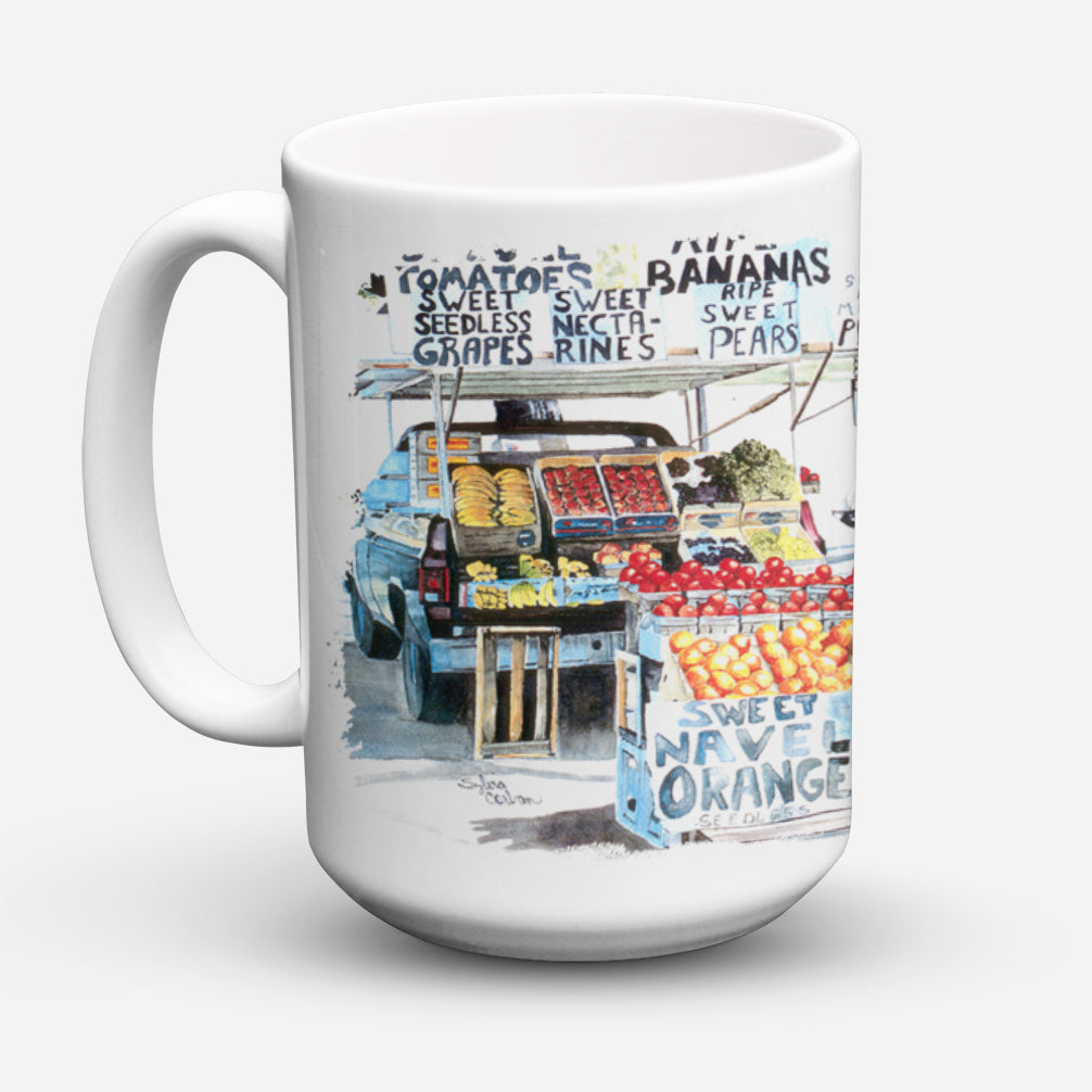 Fruit Stand Ceramic Coffee Mug 15 oz Decorative Large C Handle Mug Cup for Tea, Cocoa Hot Chocolate