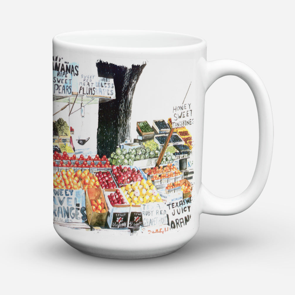 Fruit Stand Ceramic Coffee Mug 15 oz Decorative Large C Handle Mug Cup for Tea, Cocoa Hot Chocolate