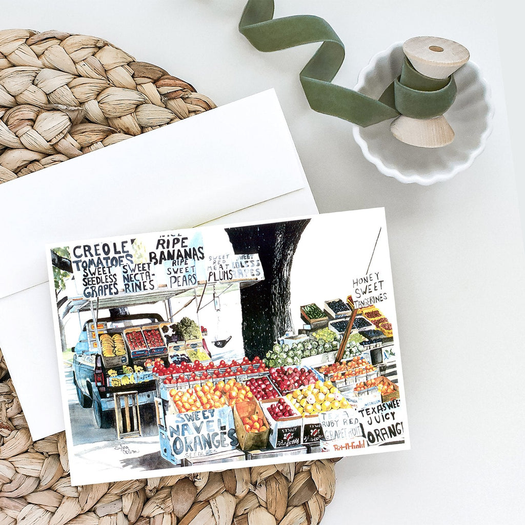 Fruit Stand Greeting Cards Pack of 8 Blank Cards with Envelopes Whimsical A7 Size 5x7