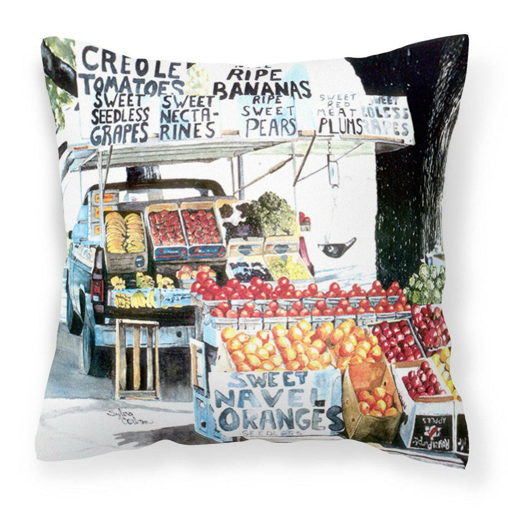 Fruit Stand Decorative Throw Pillow 14x14 Indoor Outdoor Accent Cushion, Fabric Cover with Insert for Sofa, Bed, Porch & Living Room