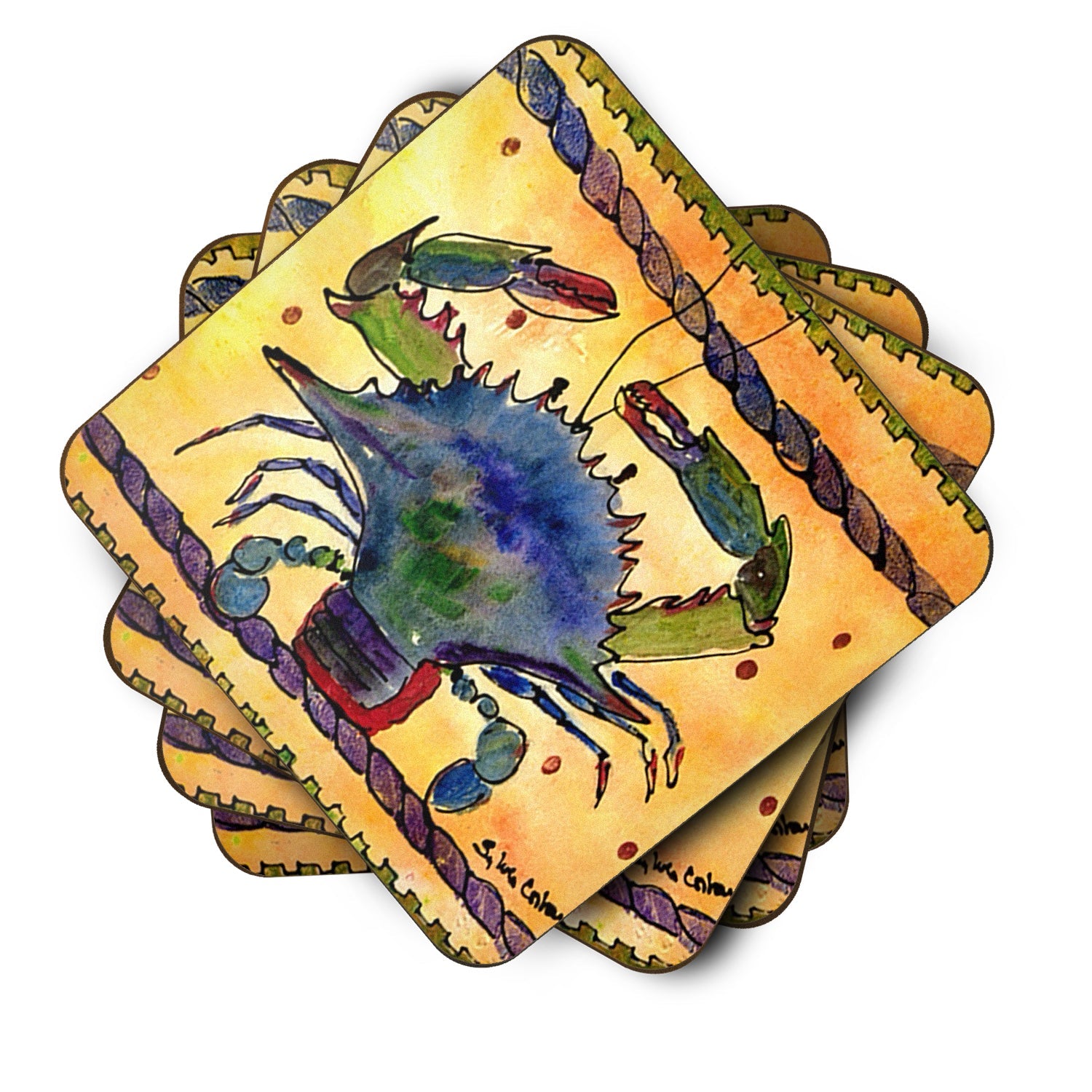 Crab Foam Coasters Set of 4 Cup Coasters for Indoor Outdoor, Tabletop Protection, Anti Slip, Mouse pad Material