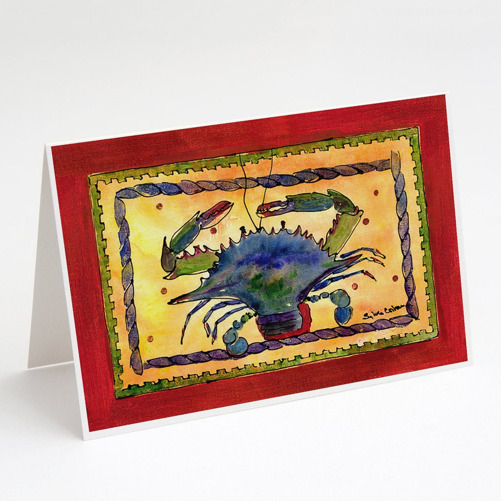 Crab Greeting Cards Pack of 8 Blank Cards with Envelopes Whimsical A7 Size 5x7