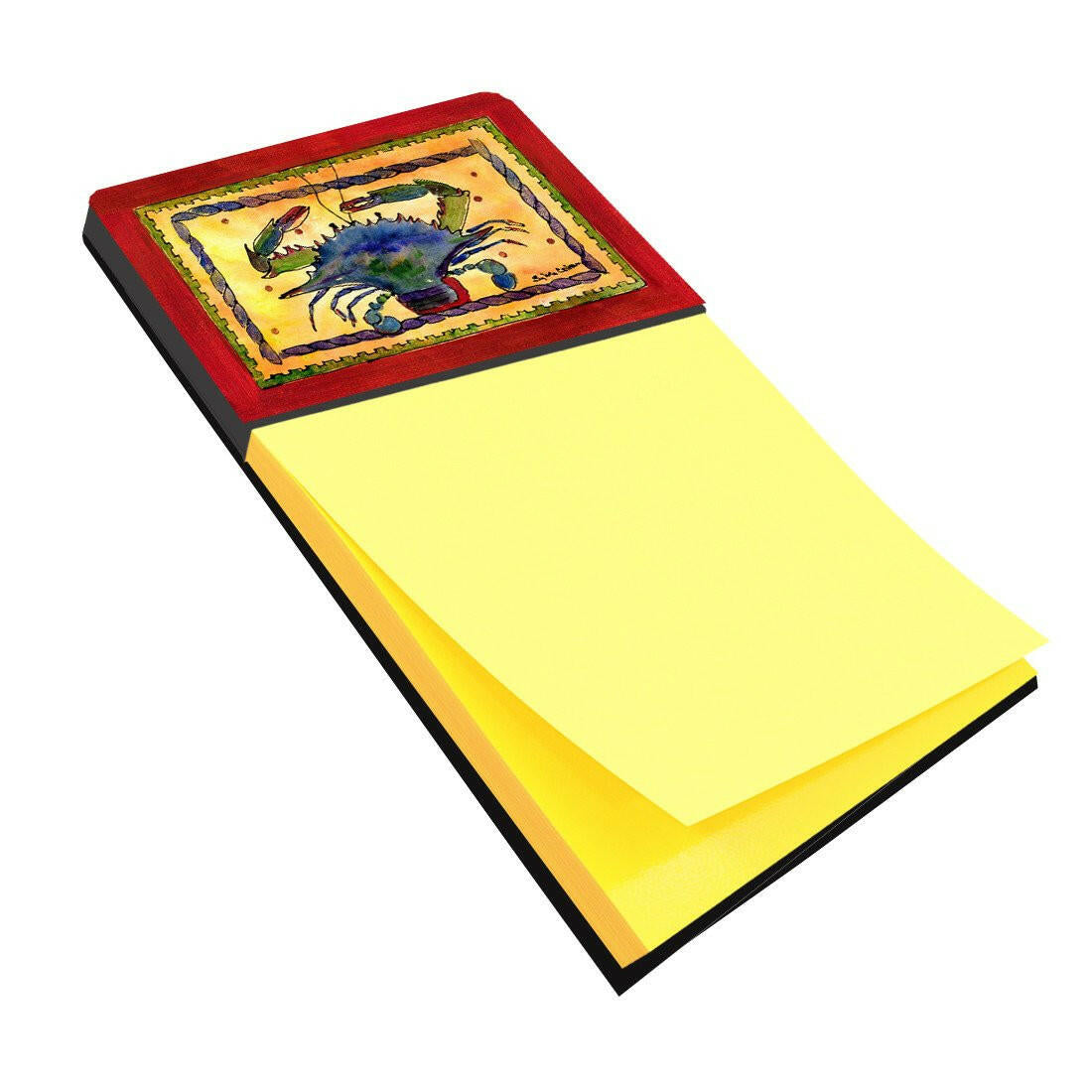 Crab Watercolor Sticky Note Holder Refillable Dispenser Desk Accessory 3x3 Pad Gift